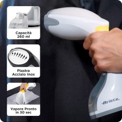 Ariete 4167 Handheld Fabric Steamer 1200W - Efficient, Compact & Stylish White/Yellow Design